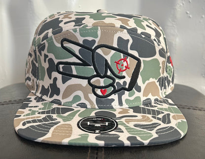 Zapped “Osprey” 7 Panel Perforated Cap- JUNGLE CAMO- BLACK LOGO w/ BOLD style