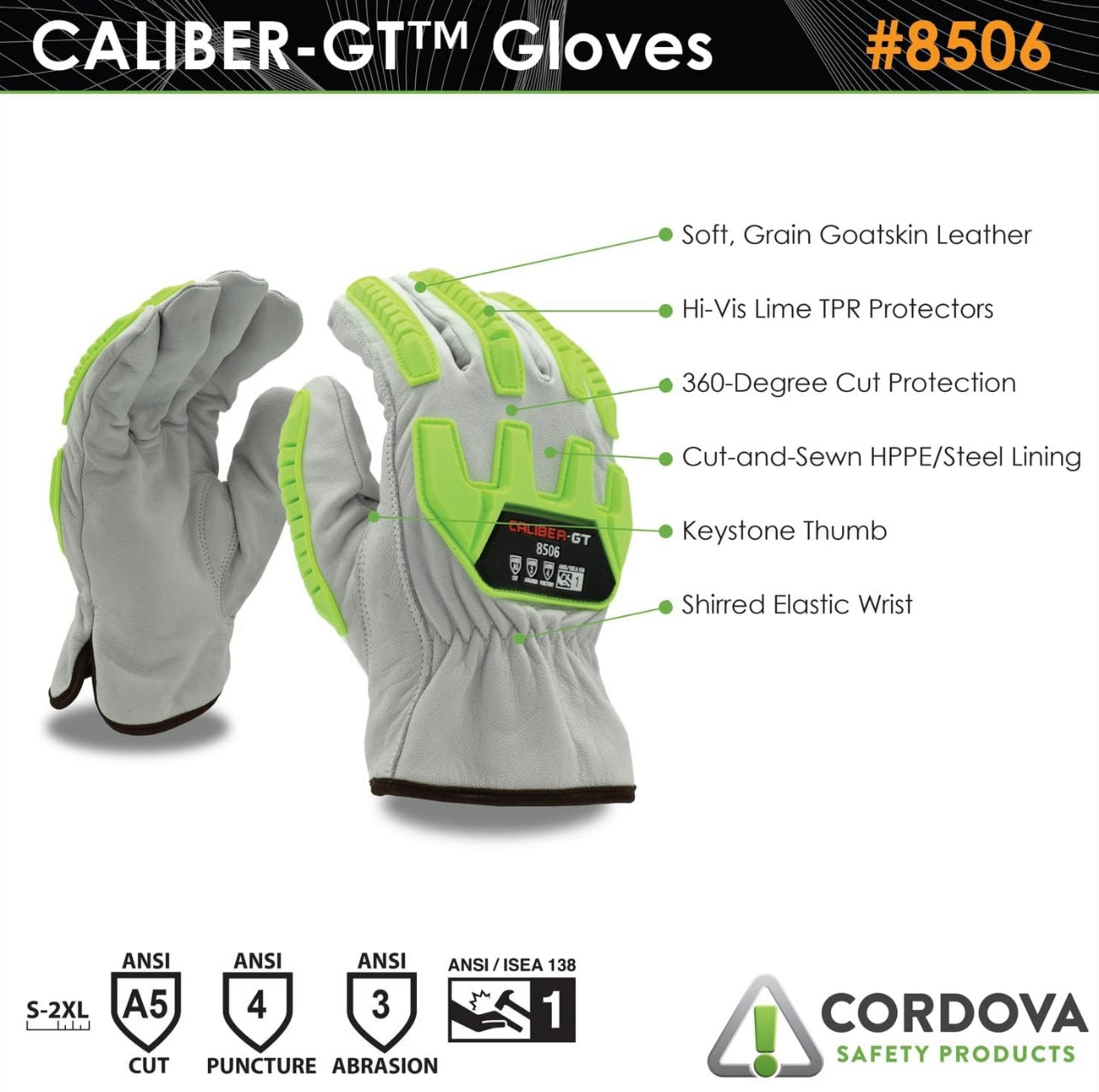 Cordova 8506 (M/L/XL) Caliber-GT Grain Goatskin Impact Resistant Gloves