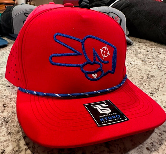 LS Hydro Cap- RED- BLUE LOGO w/ BOLD style