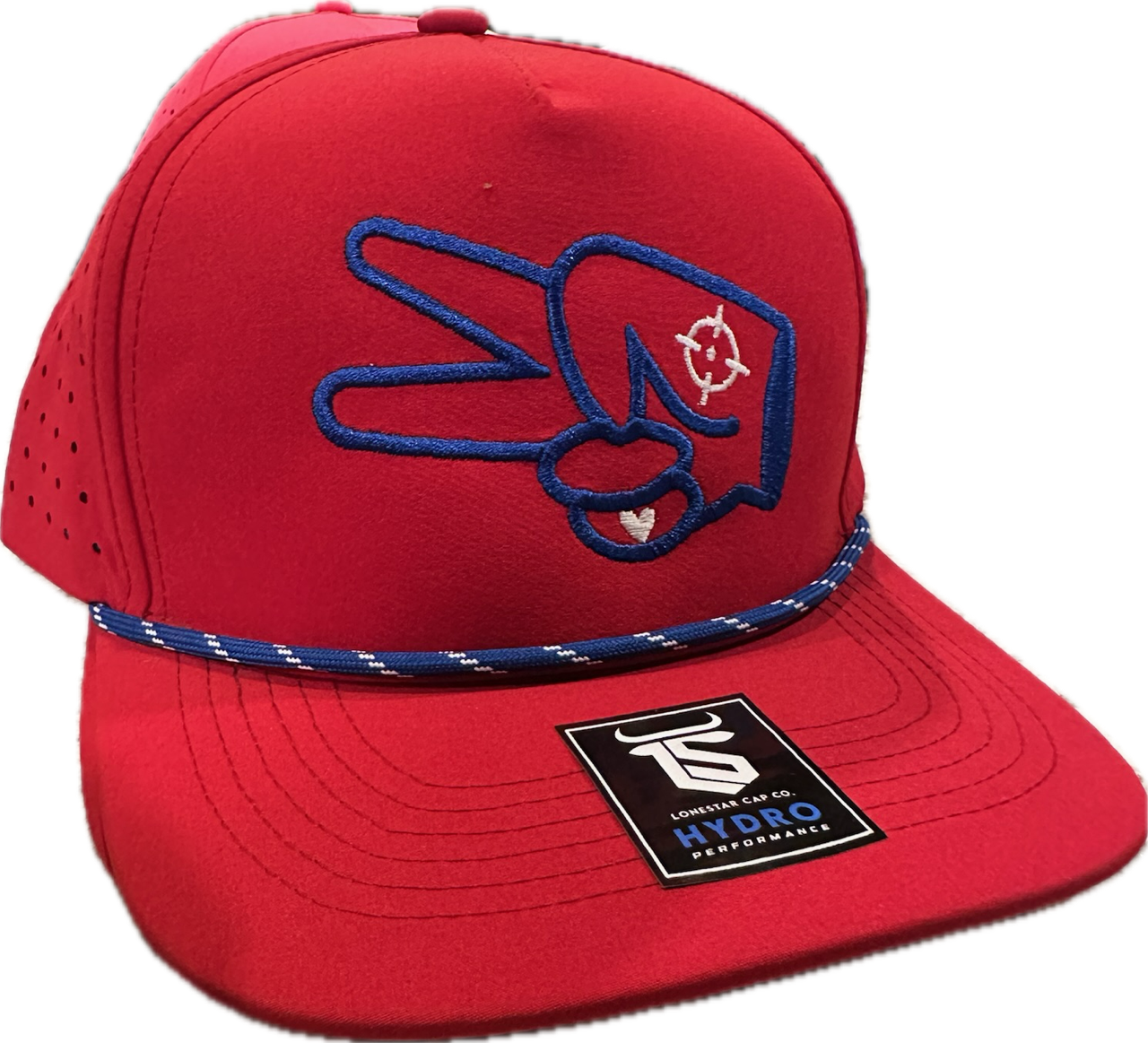 LS Hydro Cap- RED- BLUE LOGO w/ BOLD style