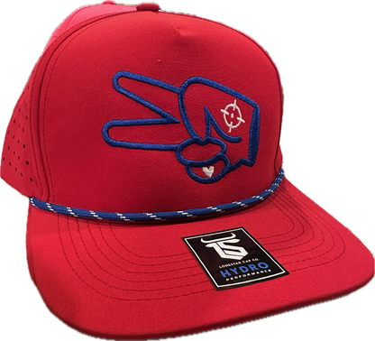 LS Hydro Cap- RED- BLUE LOGO w/ BOLD style