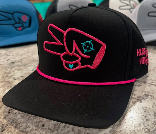 PL Series Hydro Cap-BLACK- HOT PINK LOGO w/ BOLD style