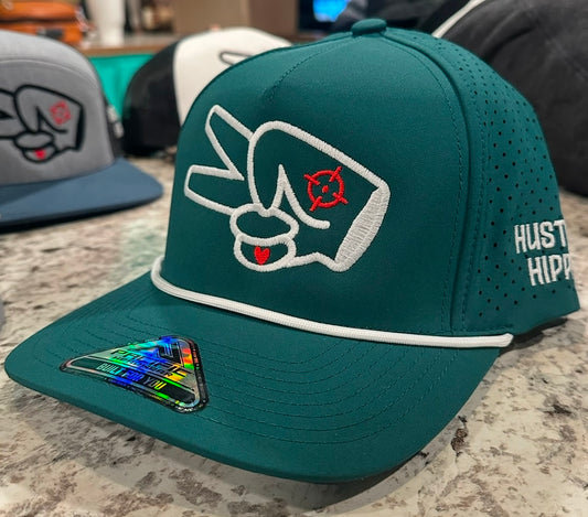 Pacific P424 Hat- SOLID FOREST GREEN- WHITE LOGO w/ BOLD style