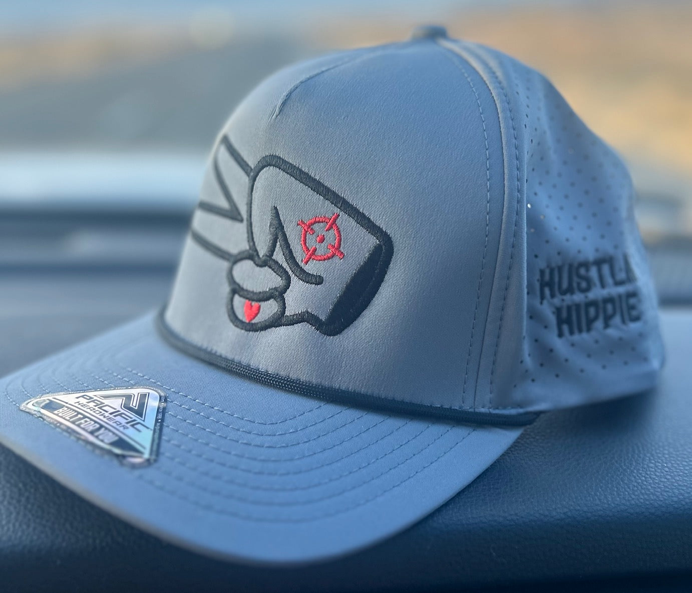 Pacific P424 Hat- SOLID GRAY- BLACK LOGO w/ BOLD style