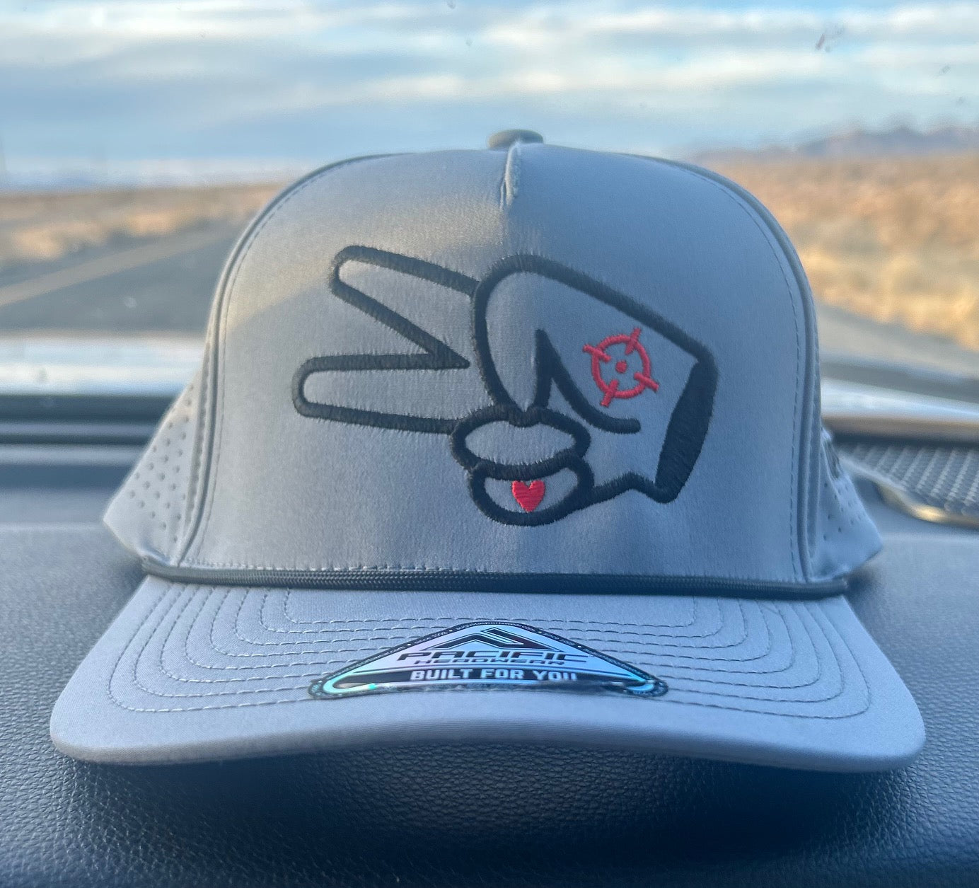 Pacific P424 Hat- SOLID GRAY- BLACK LOGO w/ BOLD style