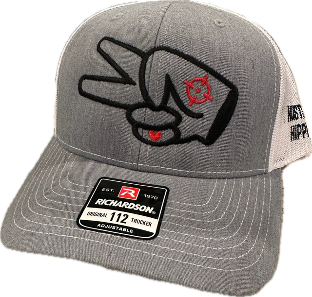 Richardson 112 Hat- GREY/WHITE- BLACK LOGO w/ BOLD style