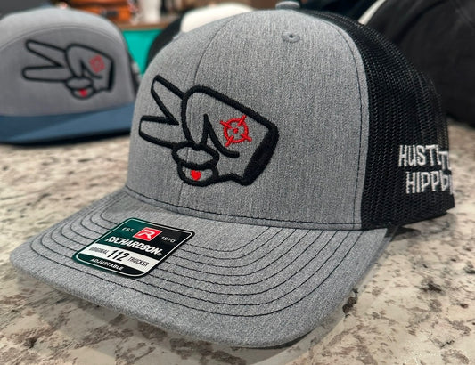 Richardson 112 Hat- GREY/BLACK- BLACK LOGO w/ BOLD style