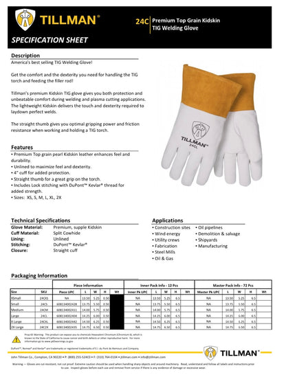 Tillman 24CS/ 24CM/ 24CXL Premium Welding Gloves